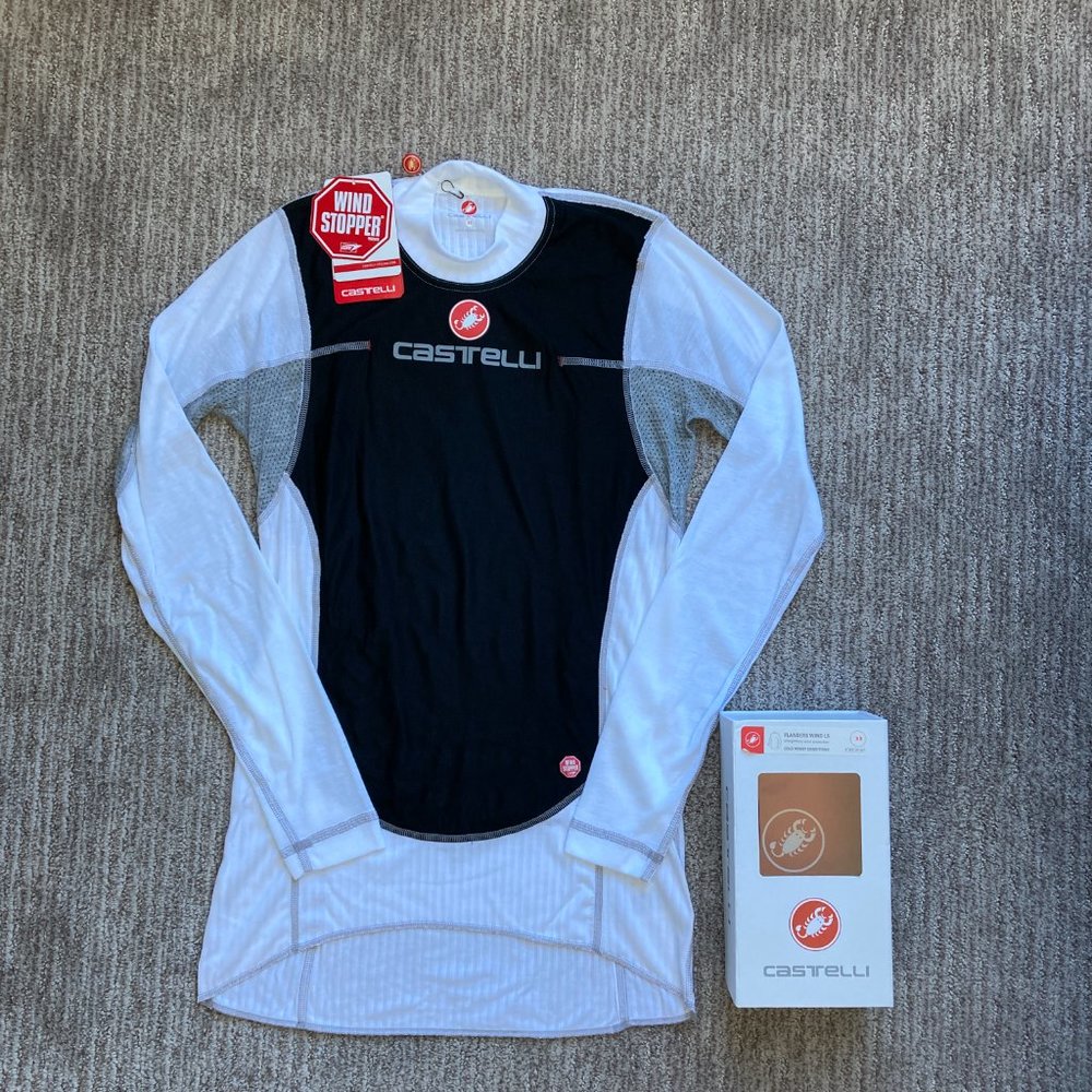 New Men's XS Castelli Flanders Windstopper Cycling Long Sleeve Base Layer Shirt